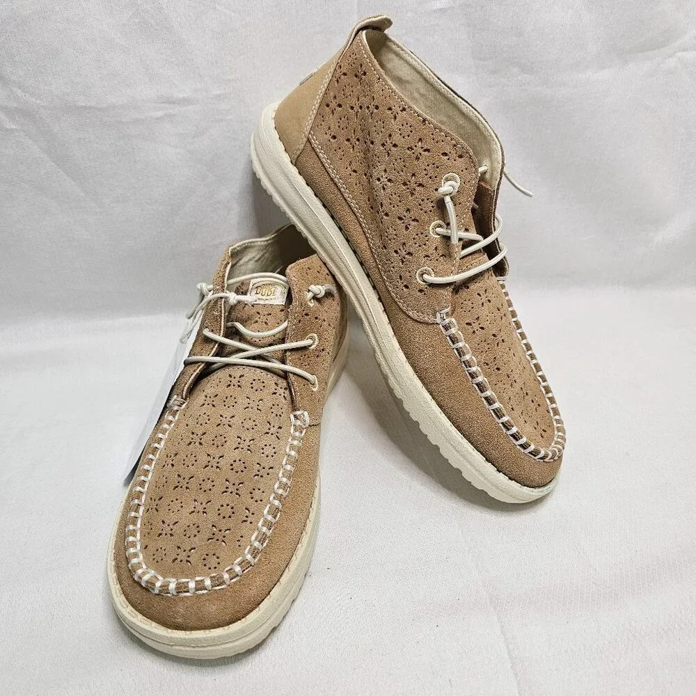 Hey Dude Wendy Mid Suede Boho Lightweight Boot Shoes Cognac Women's Size 8 *NEW*